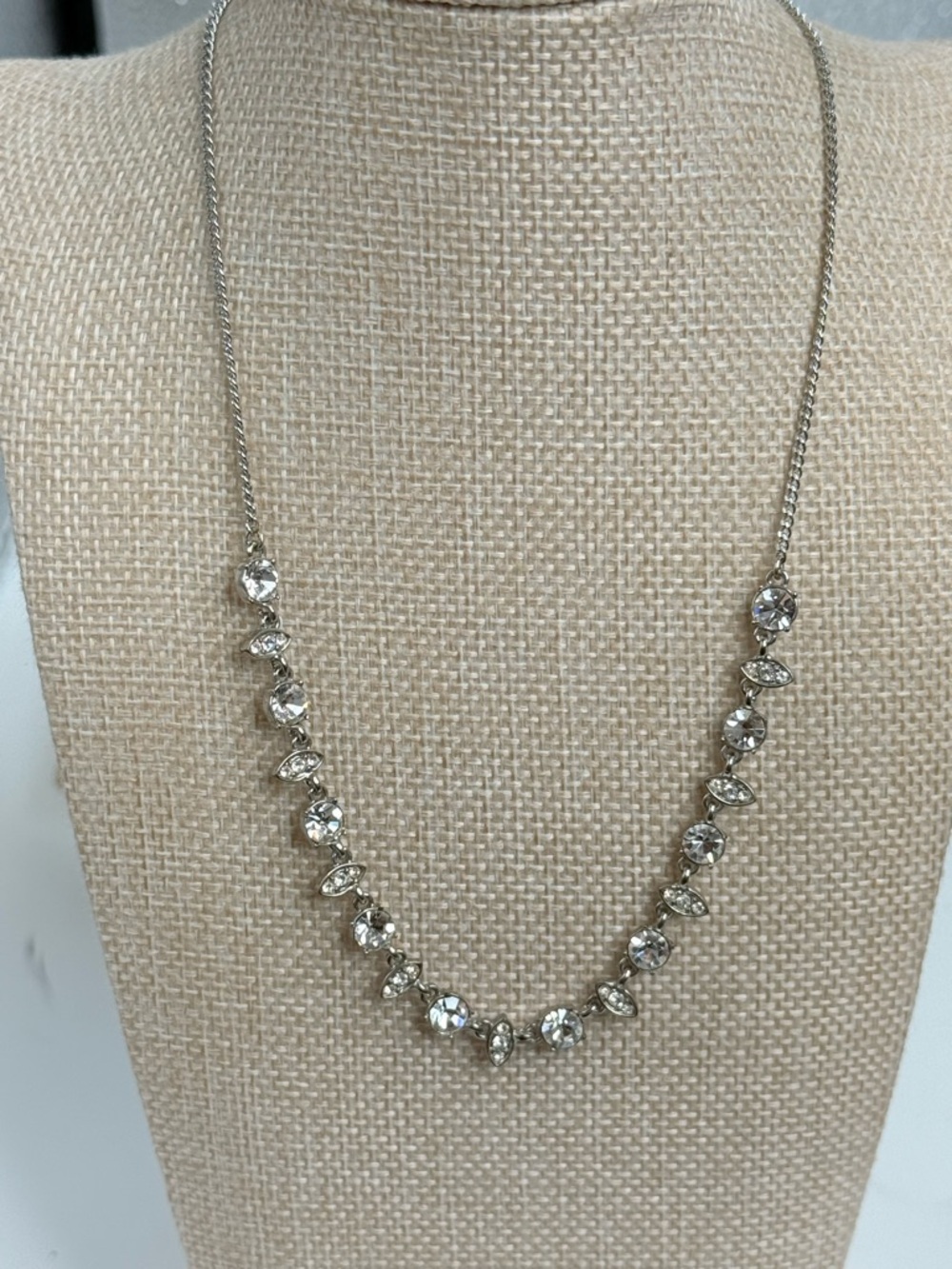 Givenchy elegant silver tone Crystal rhinestone necklace